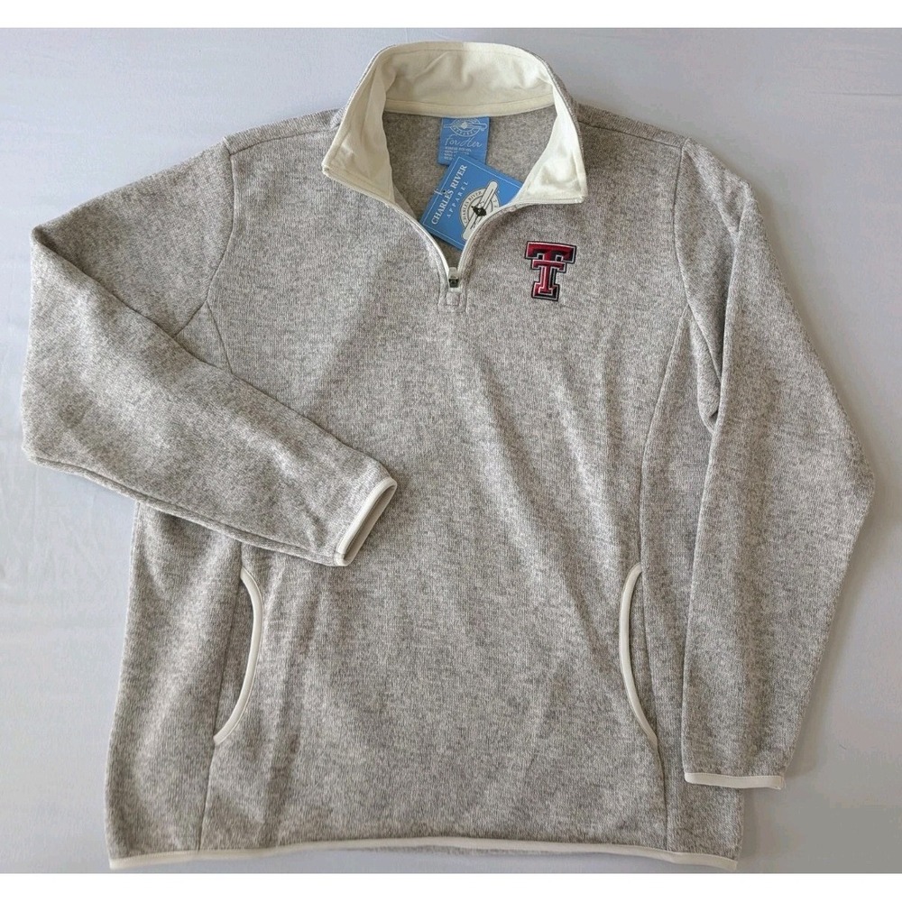 NWT Texas Tech Red Raiders Women's XXL Charles River Sweater Fleece 1/4 Zip Gray